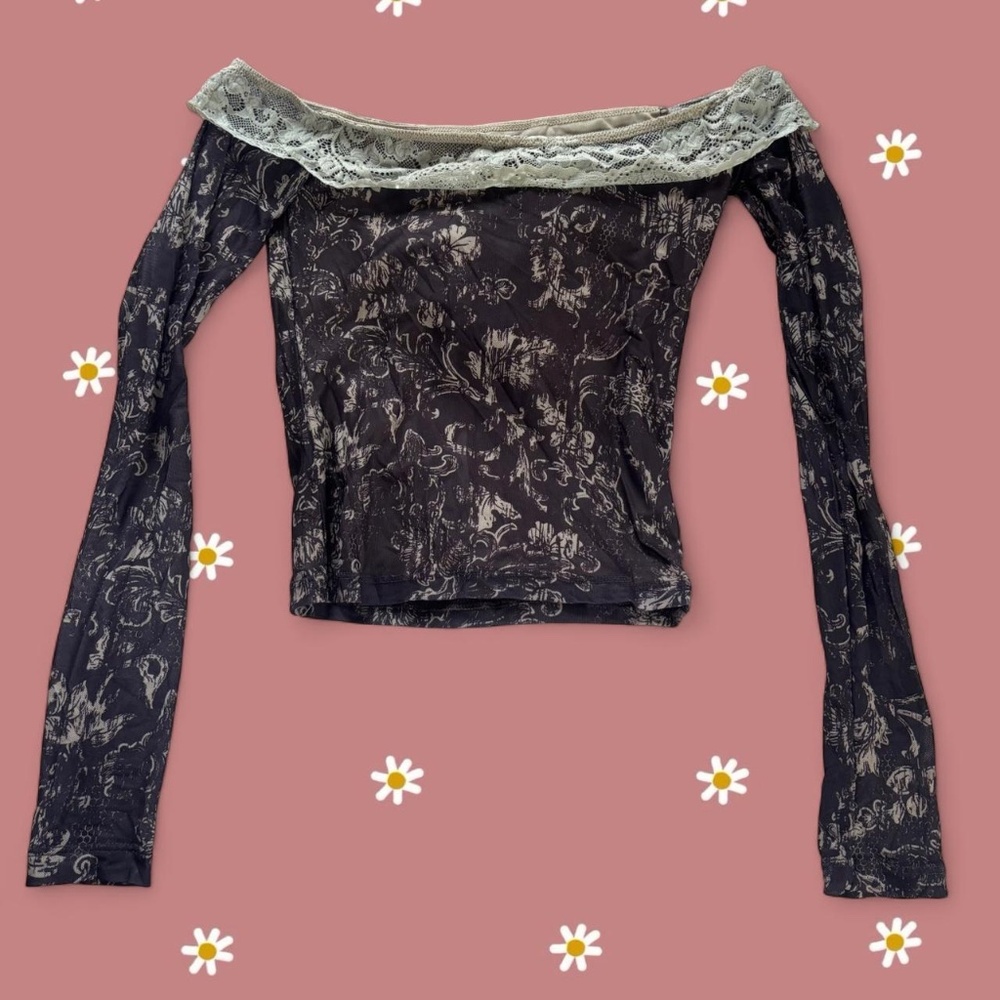 Motel Women's Brown and Cream Crop-top